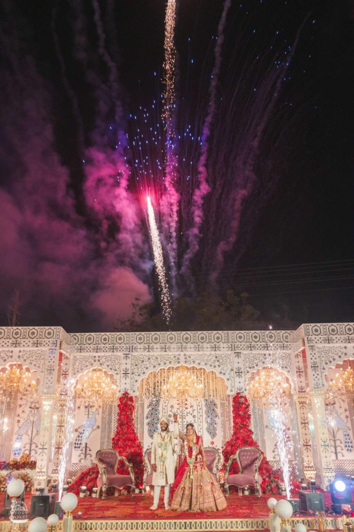 Night fireworks celebration at a Shaadi Shenanigans wedding